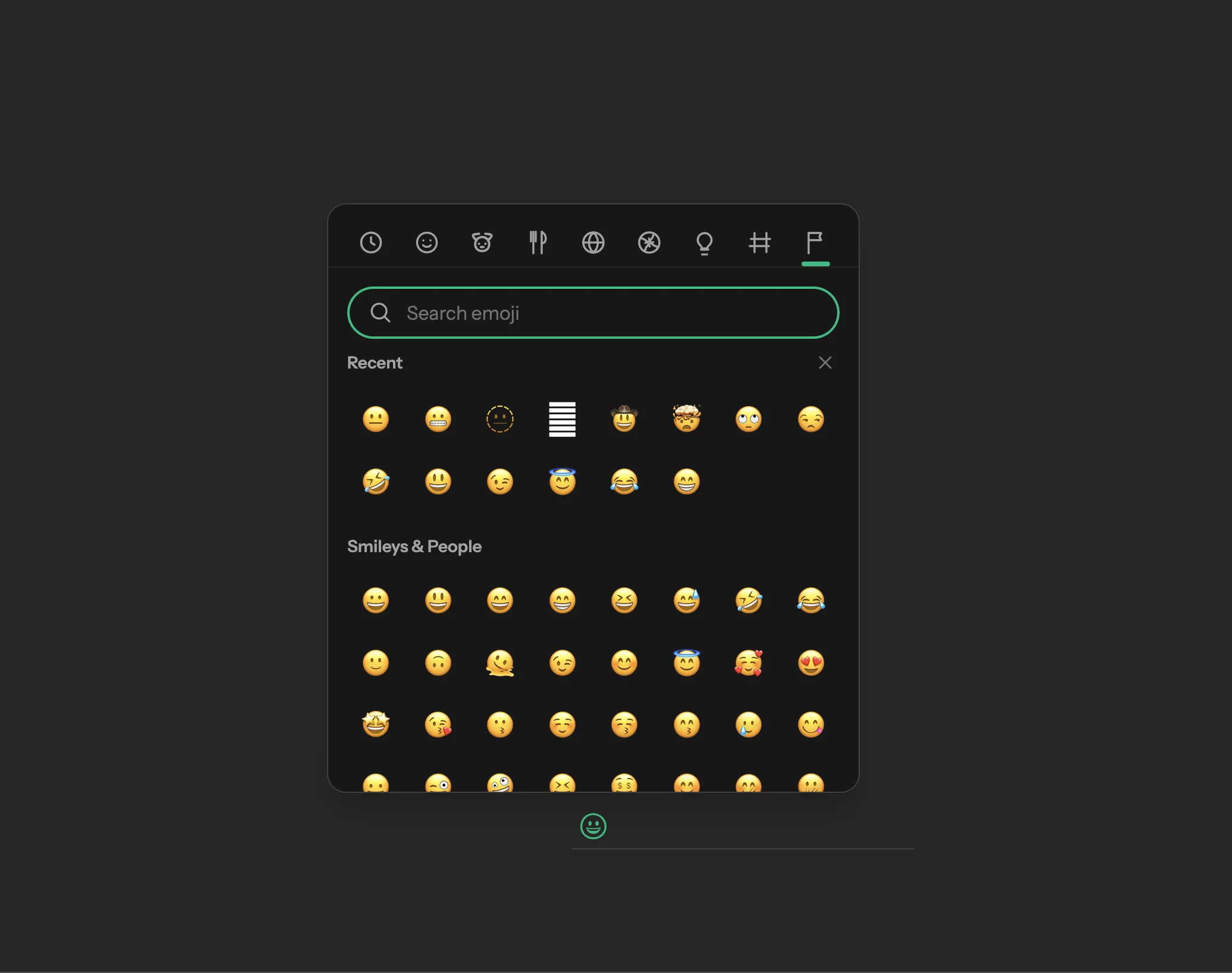 Corepine Emoji picker with search, recents, categories, and emoji grid