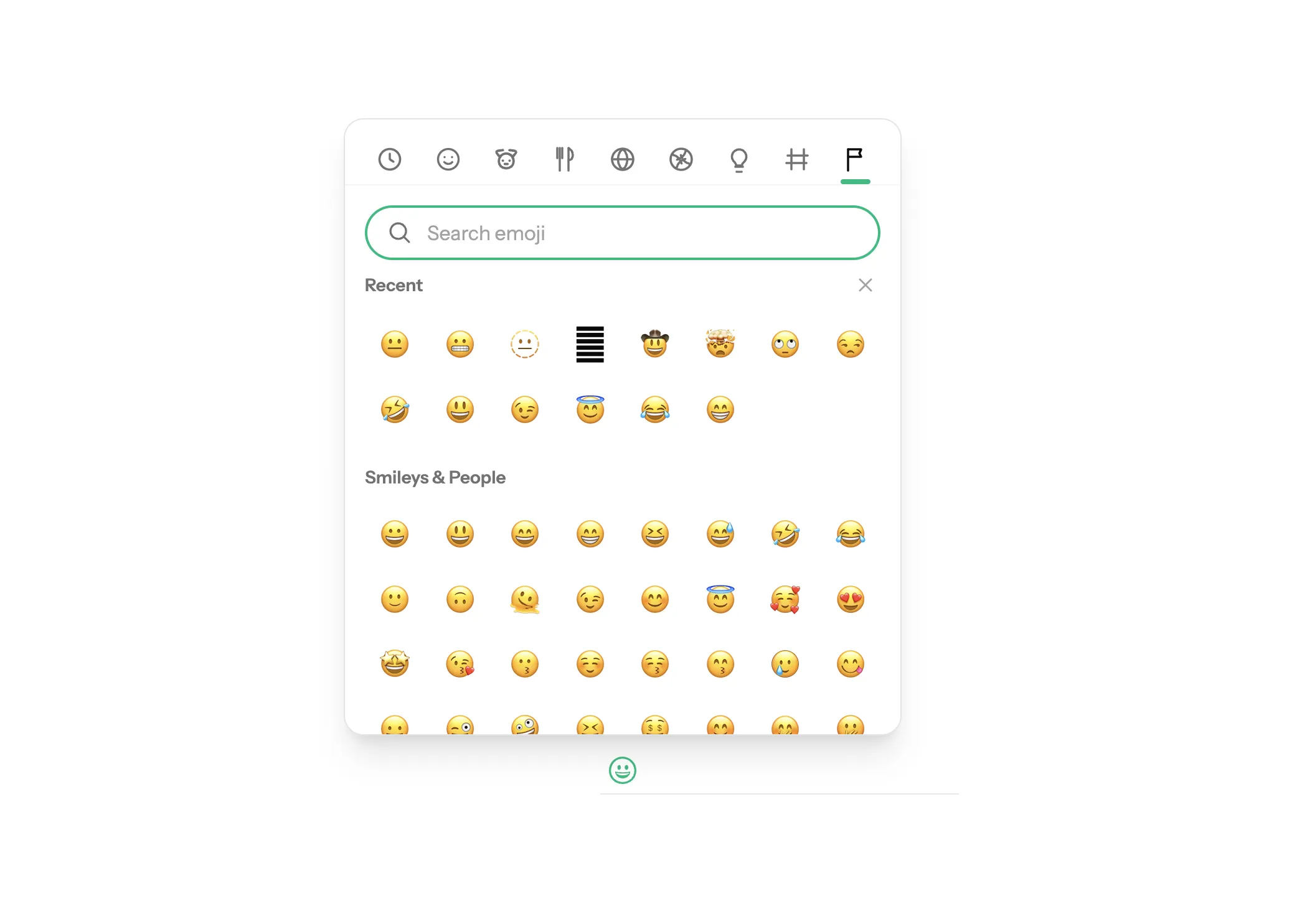 Corepine Emoji picker with search, recents, categories, and emoji grid