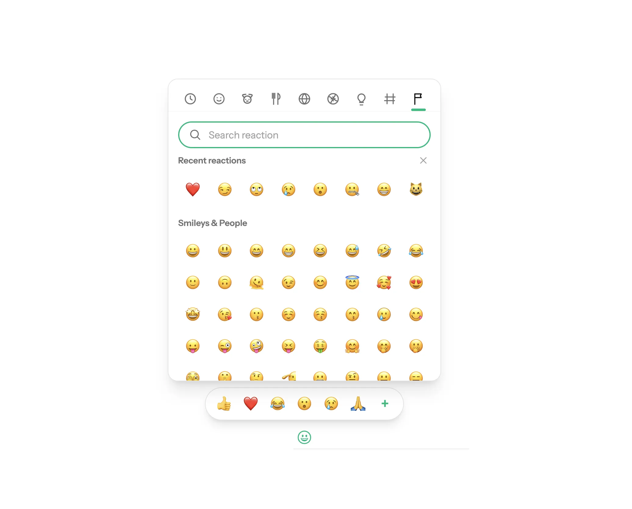 Corepine Emoji reaction picker with quick reactions and full picker