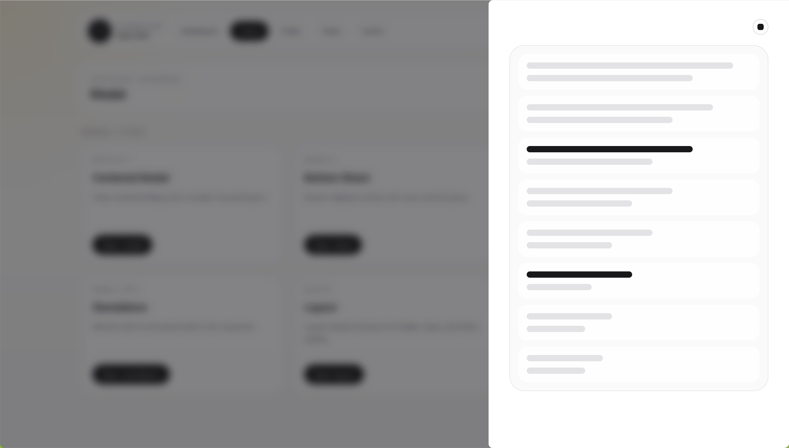 Drawer modal screenshot