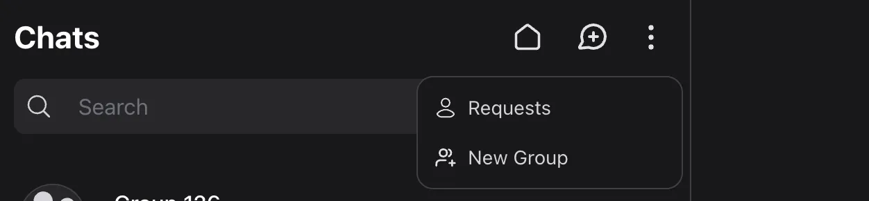 Wirechat action menu inside a conversation panel