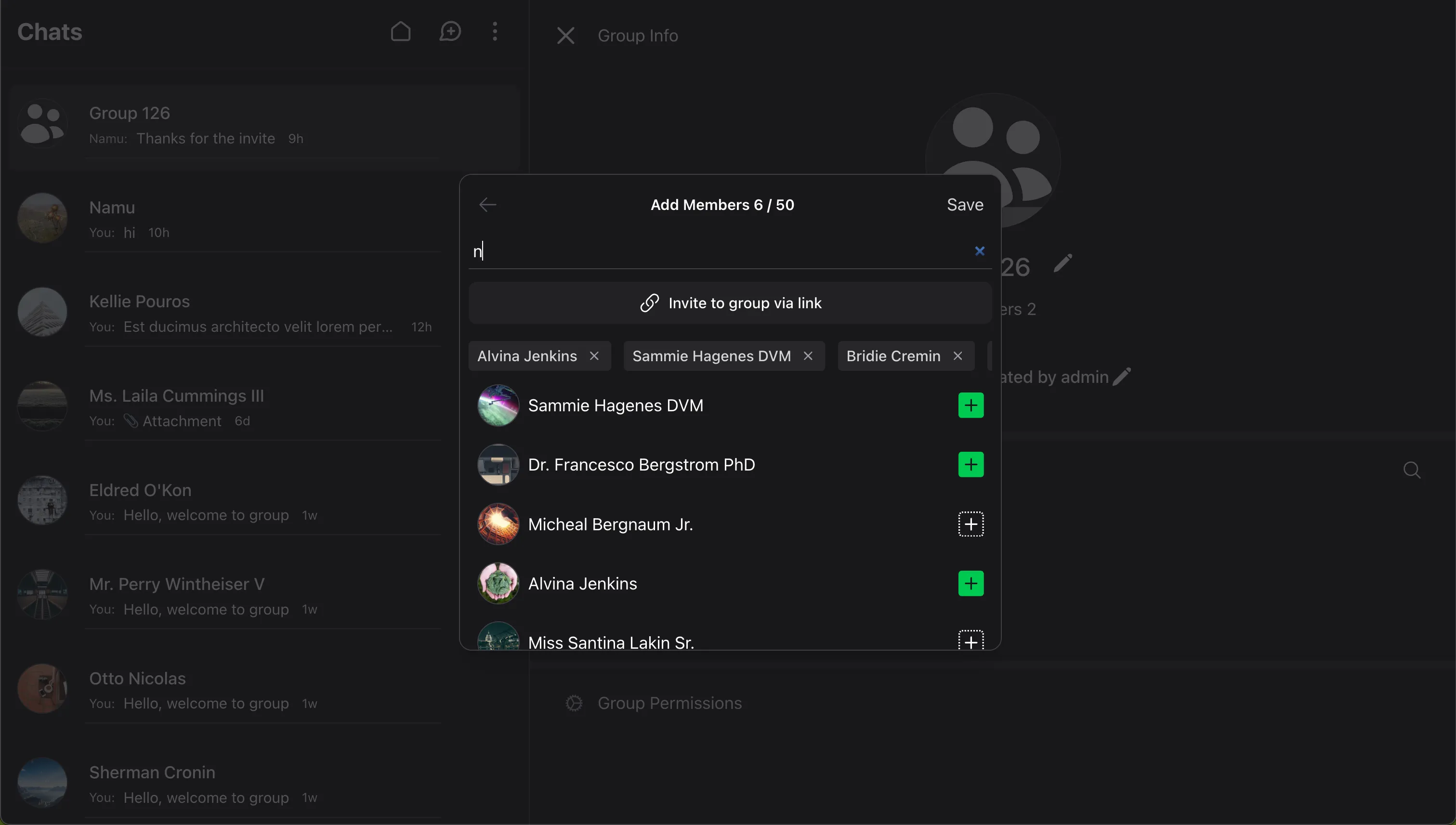 Wirechat Adding members