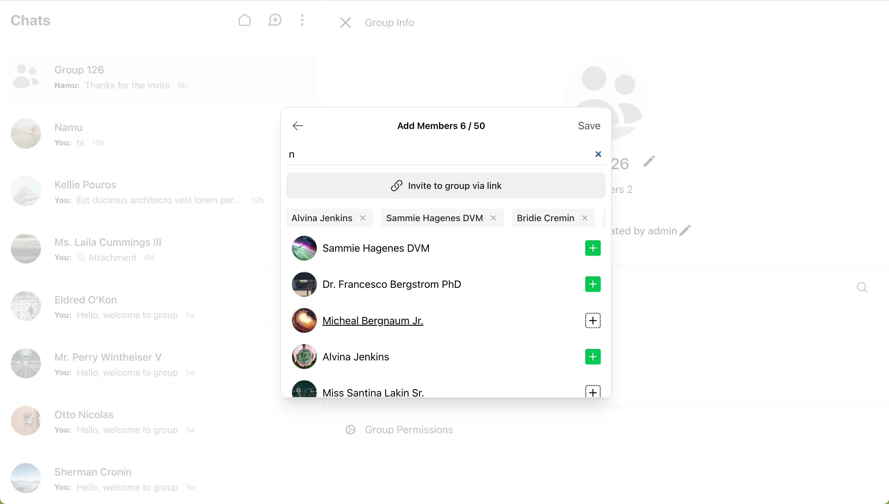 Wirechat Adding members