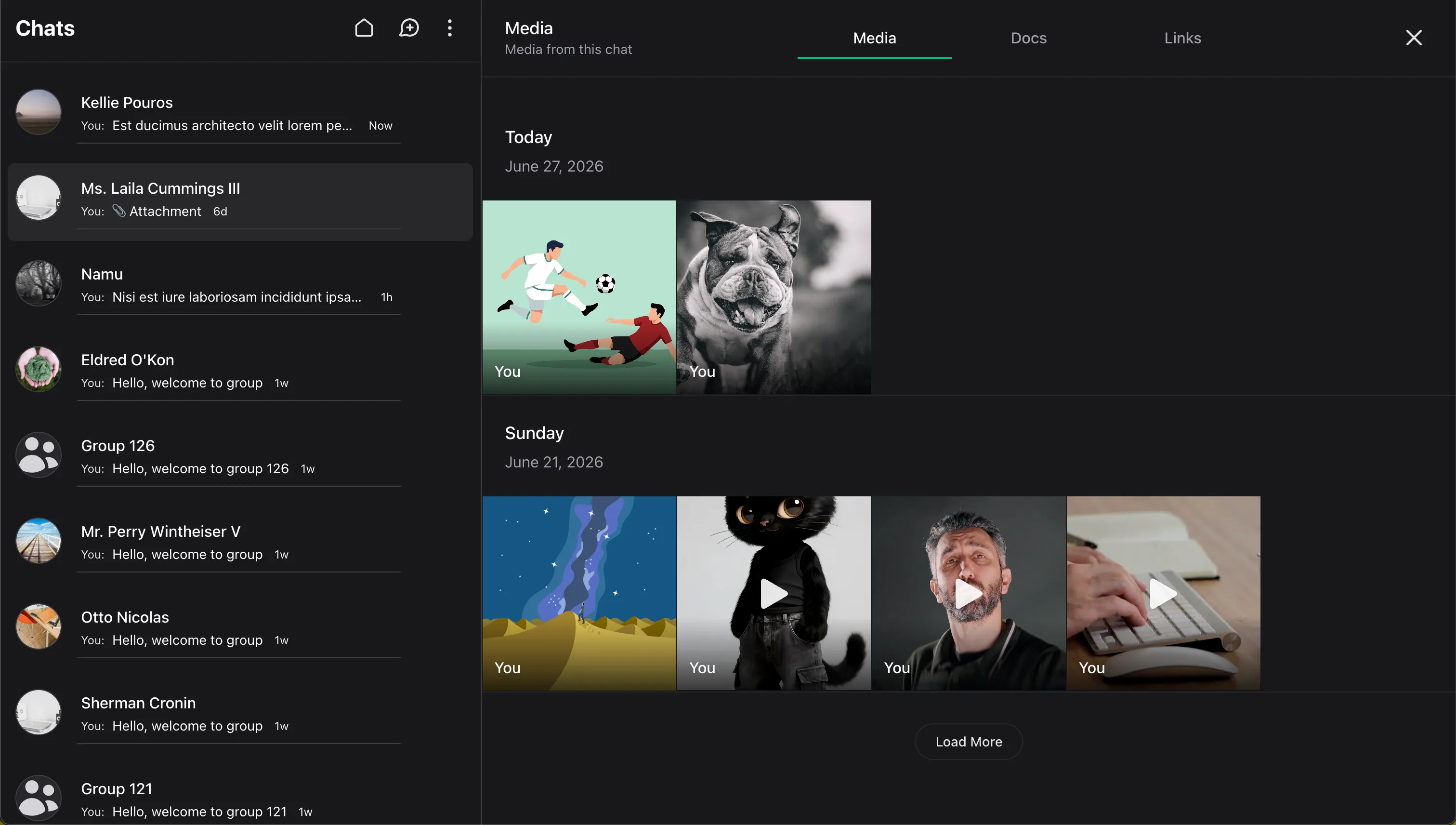 Wirechat content viewer media section