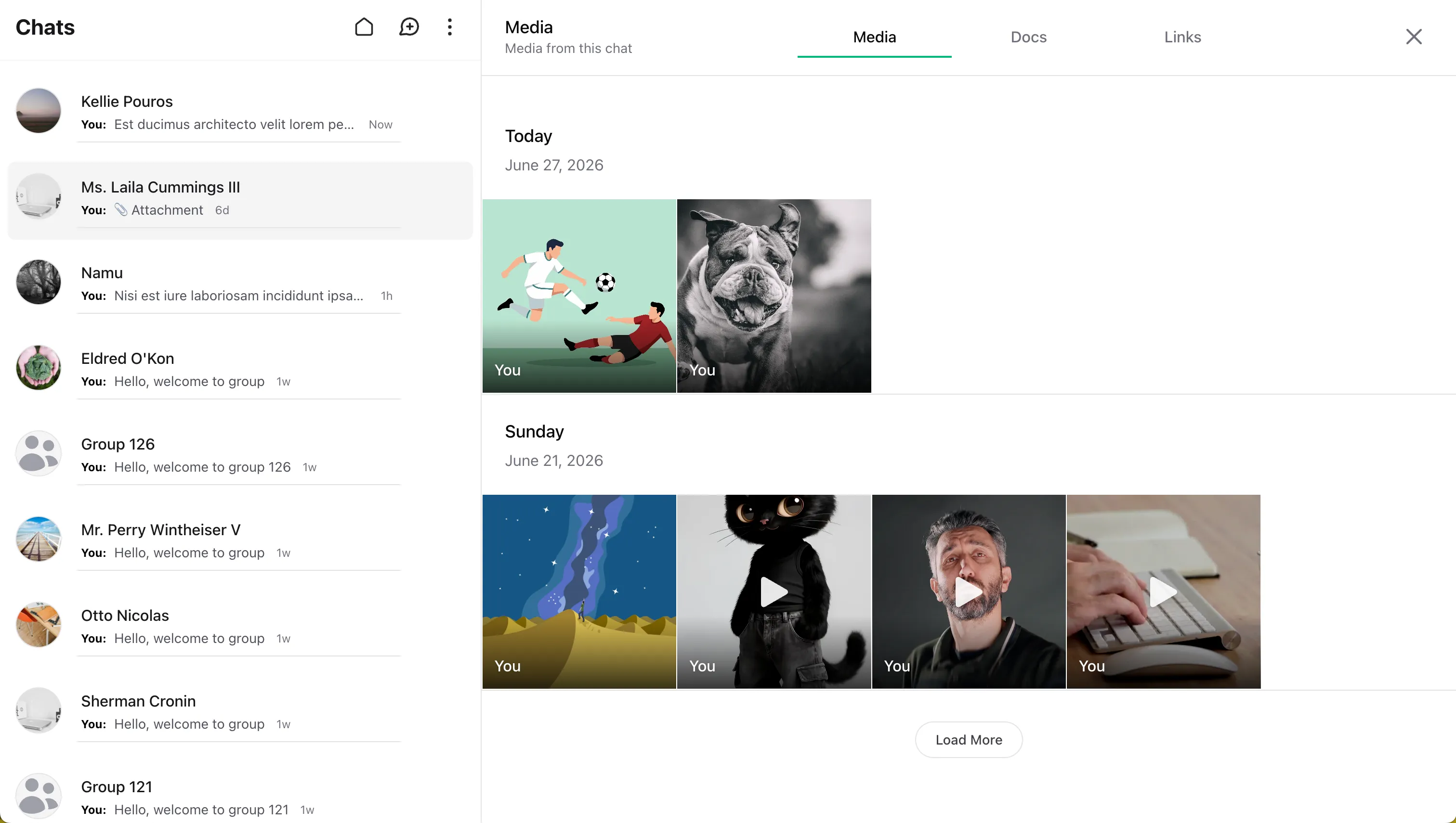 Wirechat content viewer media section