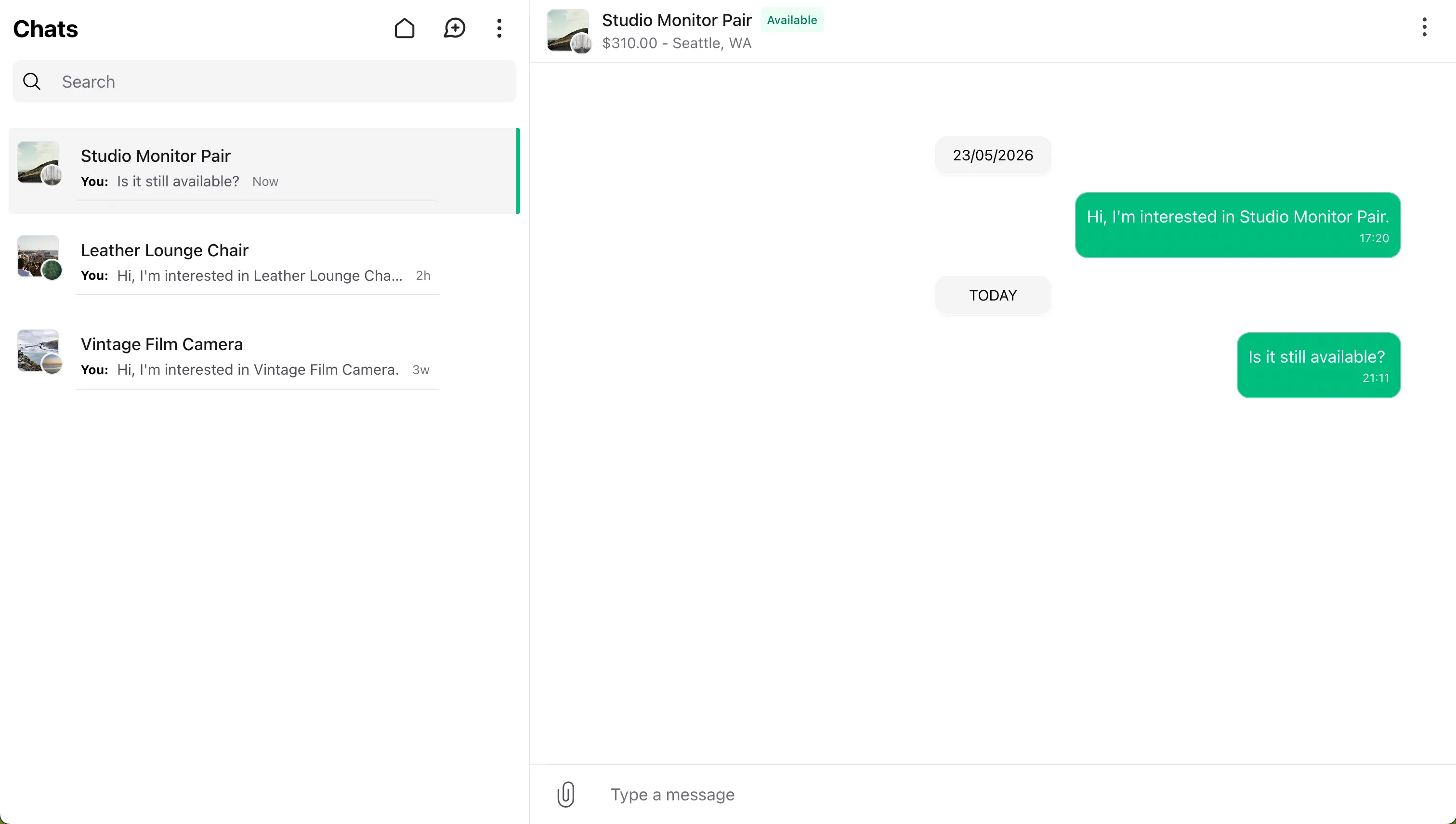 Wirechat conversation context panel linked to an application record