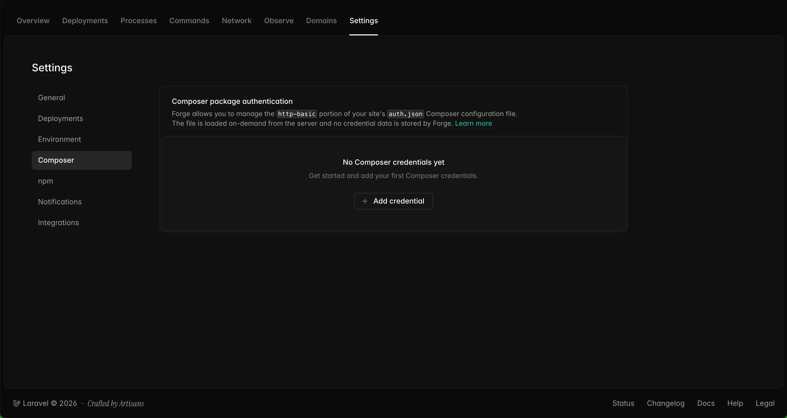 Laravel Forge environment secrets for Wirechat Pro
