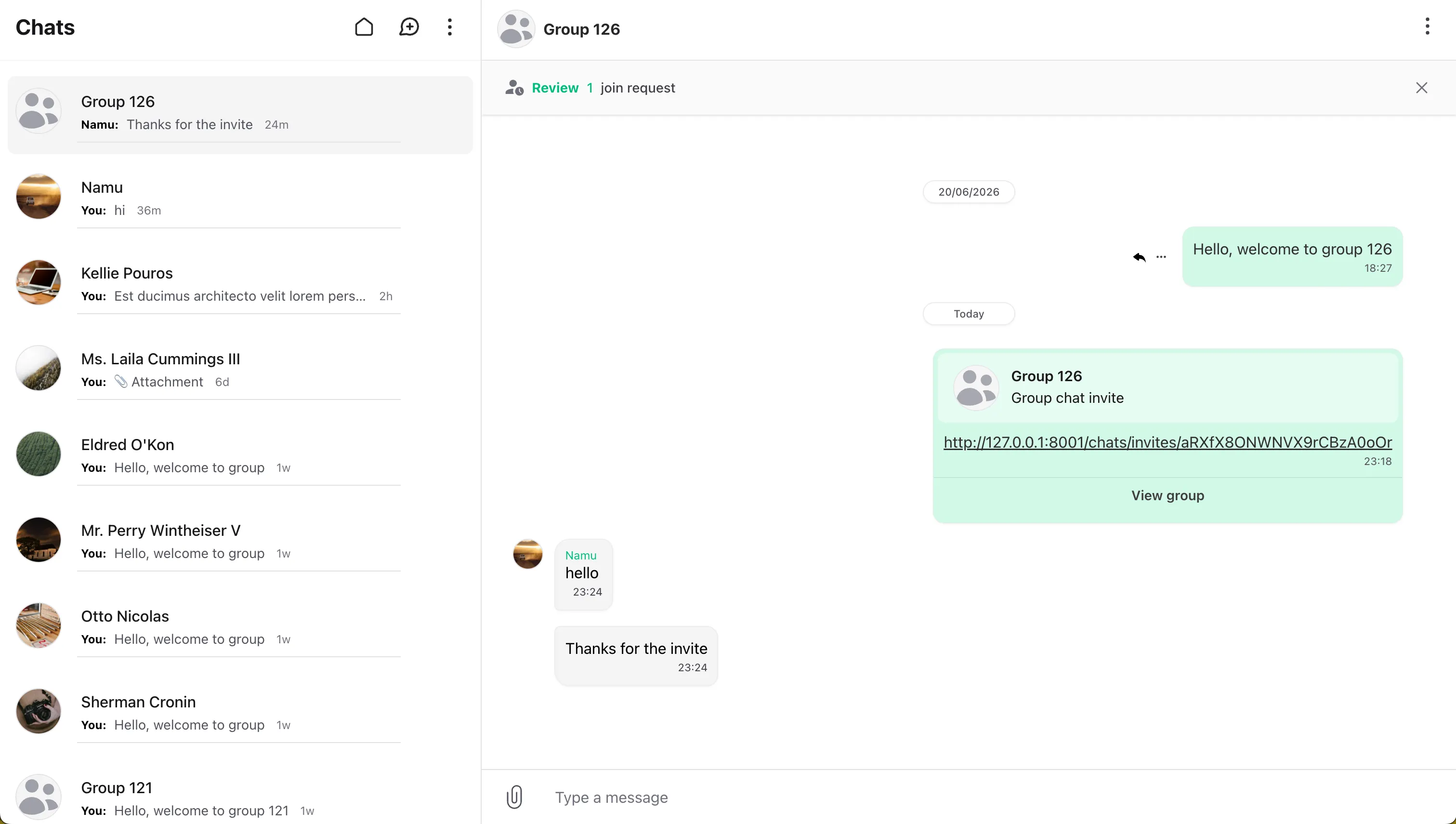 Wirechat group chats