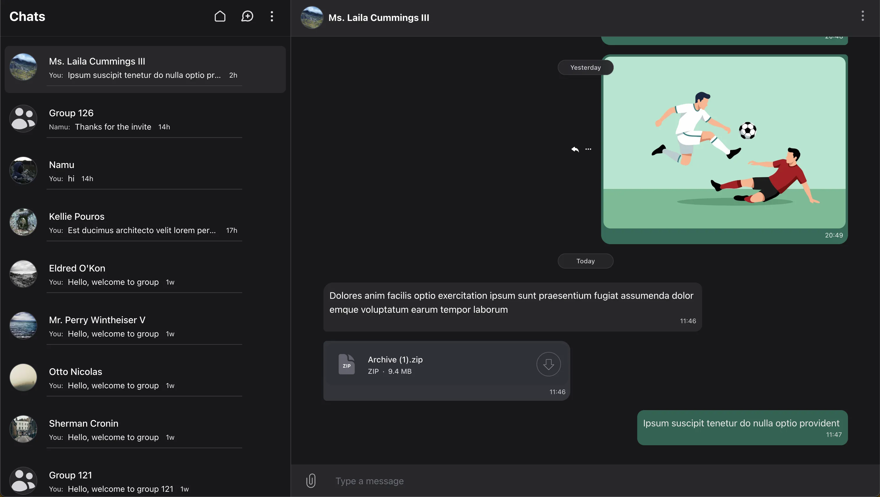 Wirechat private chats preview