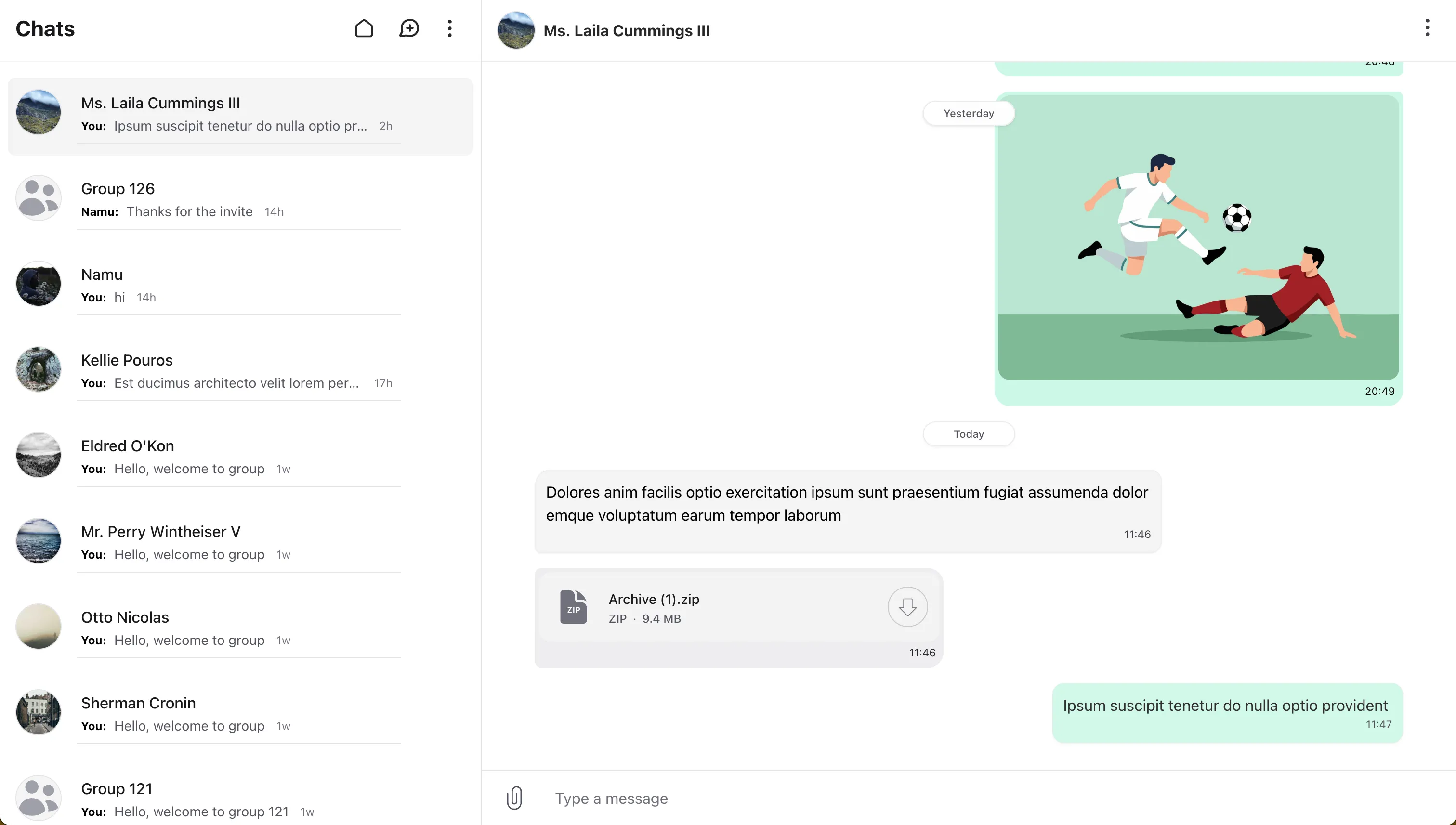 Wirechat private chats preview