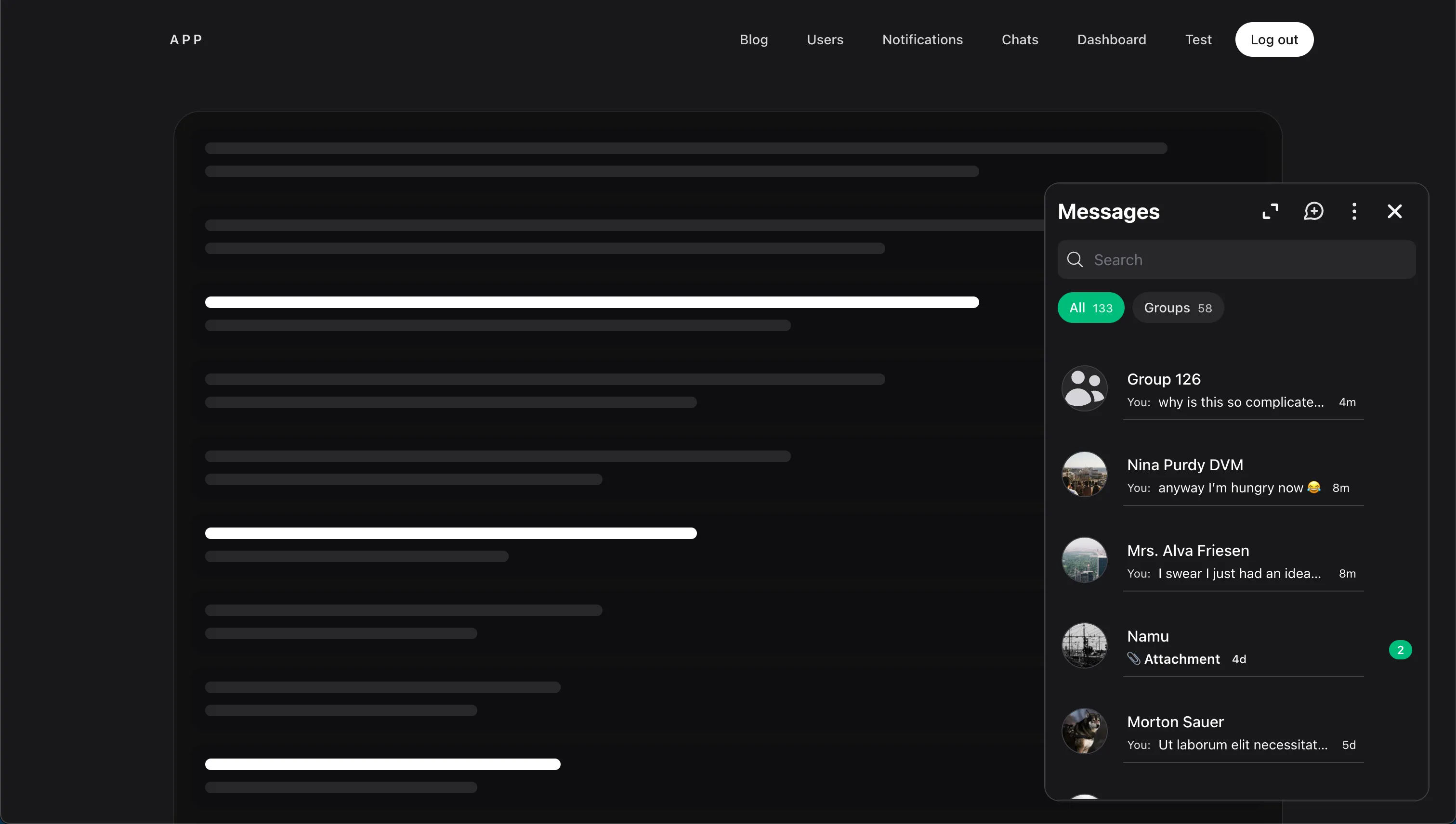 Wirechat tray widget conversation list