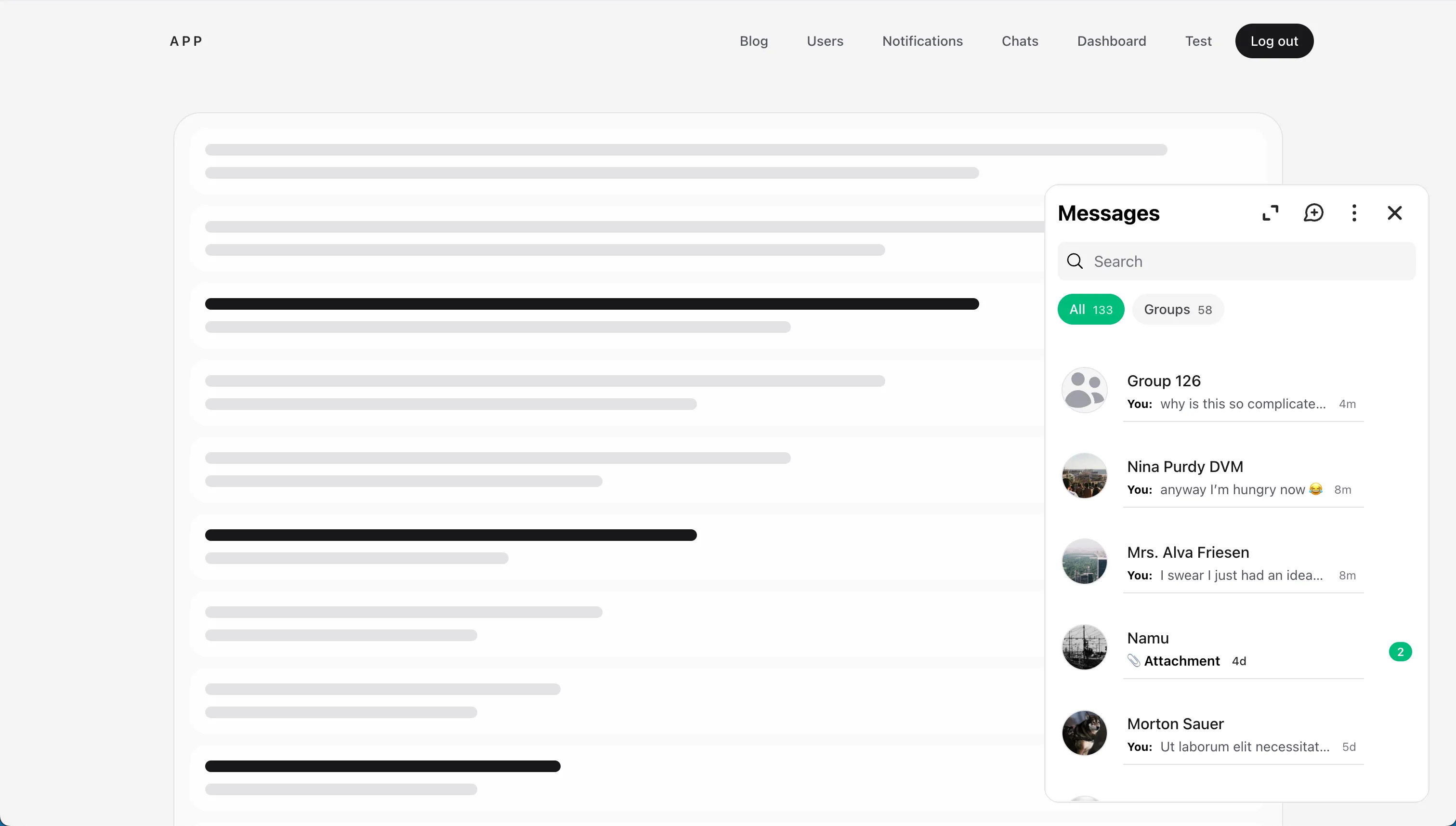 Wirechat tray widget conversation list